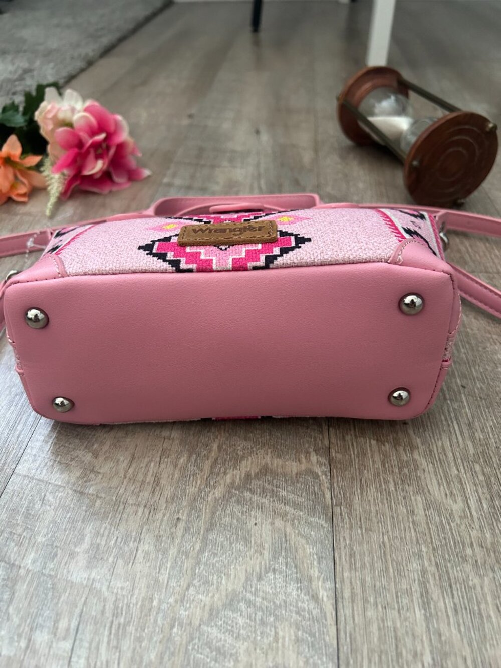 Wrangler Pink Aztec Mini Satchel Crossbody Bag Southwestern Western Style - Picture 3 of 5